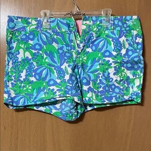 Lilly Pulitzer Blue & Green Floral Cotton Shorts
